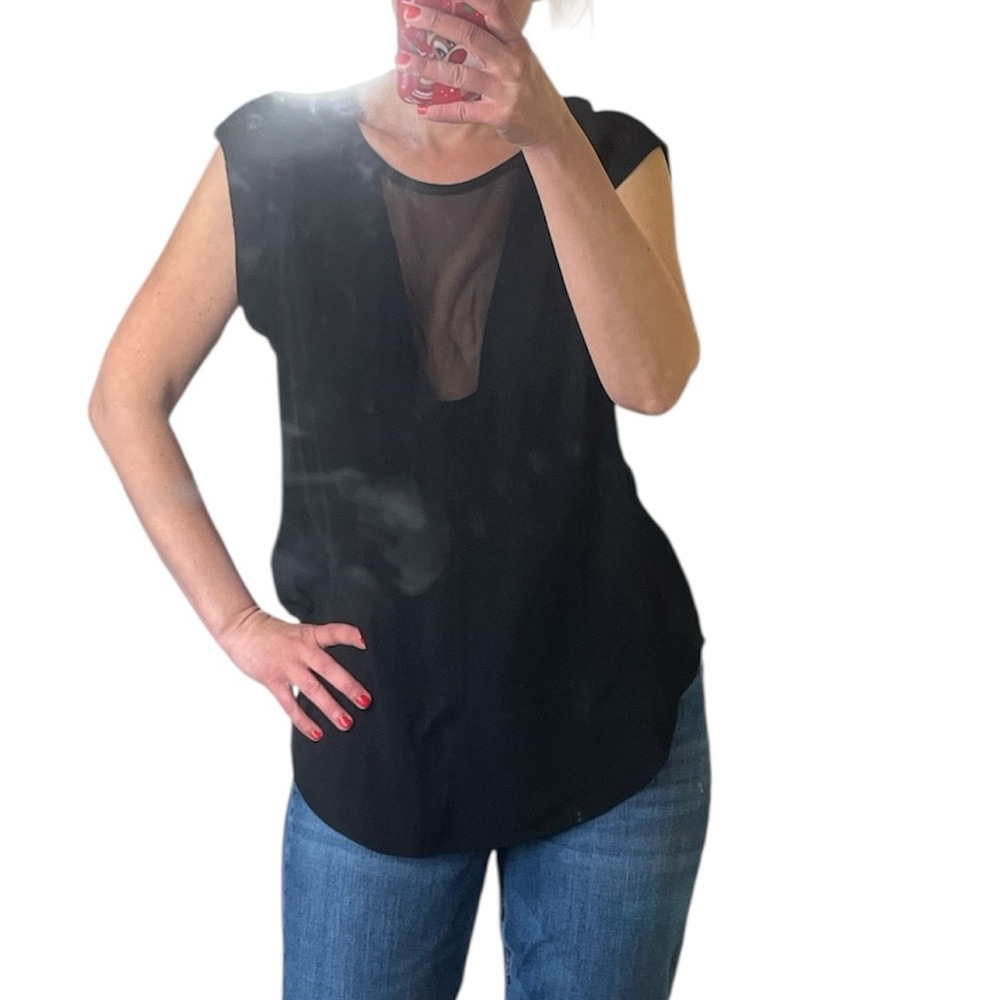 Rebecca Taylor 100% silk Charlie top black color blouse size 12